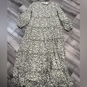 White and green flowy dress